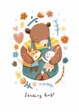 Cute Thinking of You/Sympathy Card - Sending Hugs - Woodland Animals created by Miss NoProblem