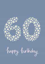 Pretty 60th Birthday Card - Daisies – Floral created by Fliss Muir