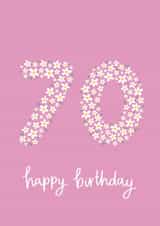 Pretty 70th Birthday Card - Daisies – Floral created by Fliss Muir