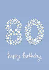 Pretty 80th Birthday Card - Daisies – Floral created by Fliss Muir