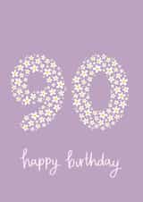 Pretty 90th Birthday Card - Daisies – Floral created by Fliss Muir