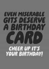 Cheeky Birthday Card - Miserable Git created by Studio Doodles