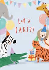Cute Birthday Card - For Kids - Party Animals created by Martha Ratcliff Illustration