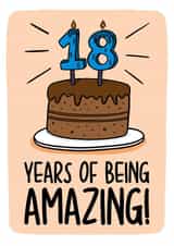 Cute 18th Birthday Card - 18 Cake Card created by TeePee Creations