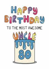 Classic Birthday Card - 80th - For Uncle created by Schnauzer Scribbles