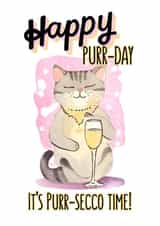 Happy Birthday Card - for Cat Lovers - It's Purr-secco Time! created by Cornish Cat Lady