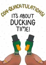Funny Wedding Card - Duck Puns - LGBTQIA+ - Con-quack-tulations! created by Doris Dishcloth