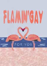 Cute Anniversary Card - Flamingo - Flamin’gay Risograph Style created by Giverly