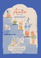 Classic Birthday card - Auntie - Plant Pots on Steps created by Rebecca Prinn