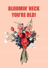 Cute and cheeky birthday card - Bouquet of blooms - "Bloomin' heck you're old!" created by Caroline Eliza Cards
