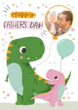 Personalised Father's Day Photo Card created by Hollie McManus Illustration - Cute Fathers Day Photo Card - Cartoon Dinosaur