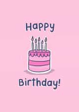 Cute Classic Happy Birthday Card For Her - Traditional, Arty, Pretty Pink Girlie created by Mellow Doodles