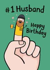 No1 Husband Birthday Card - Funny - Finger Drawing created by Fliss Muir