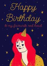 Cute happy birthday card for your favourite red headed female created by Sarah Lowe Design