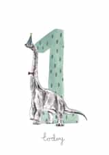 Cute Birthday Card - 1st - Dinosaur created by Halle-lula P