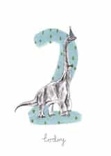 Cute Birthday Card - 2nd - Dinosaur created by Halle-lula P