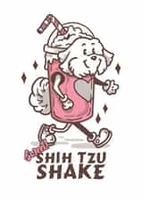 Shih Tzu Shake - Just to Say - Retro style cute card for loved one created by Elspeth Rose