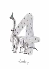 Cute Birthday Card - 4th - Dinosaur created by Halle-lula P