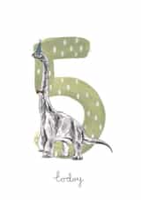 Cute Birthday Card - 5th - Dinosaur created by Halle-lula P