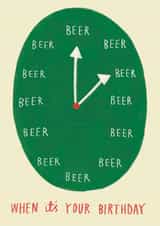 Funny Birthday Card - Beer Lover - Time For Beer created by Alice Mole Illustration
