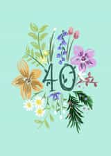 Pretty Birthday Card - For Her - Floral - 40th created by AP Designs