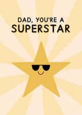Cute Father's Day Card - Dad, You're a Superstar - Cool Star created by Jeff and the Squirrel