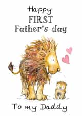 Cute Father's Day Card - First Fathers Day - Lion & Cub created by Kate Garrett