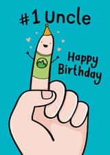 Cute Birthday Card - Finger Drawing - No1 Uncle created by Fliss Muir