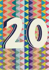 Fun Birthday Card - Modern Geometric Pattern - 20th created by Isabel Canvas