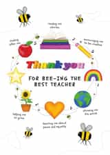 Teacher Thank you Card for the Best Teacher created by badgerbee design