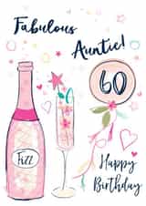 Pretty Birthday Card - for Auntie - Pink fizz - 60th created by Katie Phythian Design