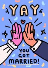 Cute Wedding Card - High Five - Yay You Got Married! created by Wren & Wilson