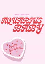 Cute Pink Aquarius February Happy Birthday Card created by Kaitlyn Schmidt