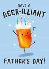 Classic Father's Day Card - Beer Pun - Cheers to a Beer-illiant Dad created by Emma Proctor