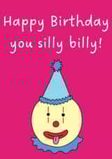 Silly Billy Happy Birthday Clown Card - Funny cute card created by Rebecca at Astral Design Studio
