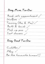 Cute and funny father's day or birthday card to dog dad from dog - To Do List created by Maddy Philips