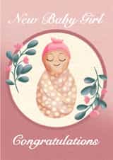 Cute New Baby Girl Card For New Parents - Congratulations created by Things By Bam