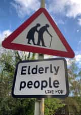 Funny birthday card for “Elderly People”…..like you! A classic road warning sign created by The Insult Emporium
