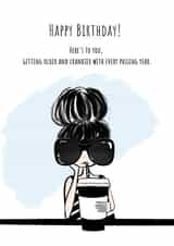 Funny Birthday Card- Crankier With Every Passing Year created by Quill and Palette