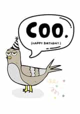 Funny Birthday Card - COO. - Pigeon Birthday Card - Happy Birthday created by WittyGoodsShop