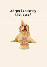 Cute Birthday Card For Dog Lover - Dog In Party Hat With Cake created by Alys Jones