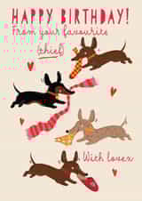 Cute Birthday Card - Sausage dog - From Your Favourite Thief created by SARAH WRIGHTSON DESIGN