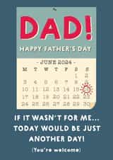 Cheeky Fathers Day Card - Without Me Just Another Day created by Wink Design - Michelle Roberts