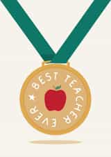 Cute Thank You Card - Medal - For Teacher created by Puns and Needles