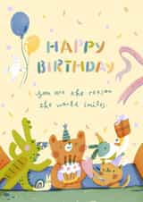 Cute Birthday Card - Party Animals - For Kids created by Miss NoProblem