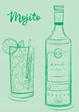 Mojito card for cocktail lover - Alcohol birthday card for him - Rum card created by Print A Goodie