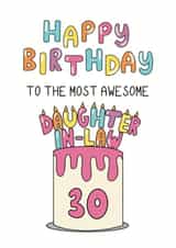 Cute 30th Birthday Card - For Daughter-In-Law - Cake created by Schnauzer Scribbles