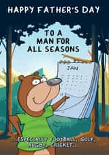 Funny Father's Day Card - A Sport Mad Dad - Man Of All Seasons created by Liverpool Card Studio