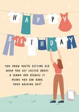 Funny Relatable Birthday Card for her - Getting old - Hanging washing out created by Lucy Marie Design