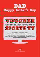 Funny Father's Day Card - Voucher - Sports Tv created by LOVEDAY DESIGNS on Thortful